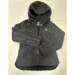 LL Bean Jacket Womens S Alloy Gray Mountain Pile Hooded Fleece Full Zip Coat NWT